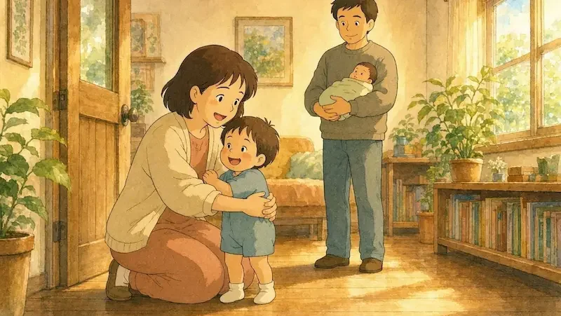 엄마가 따뜻하게 첫째를 안아주는 것이 중요.